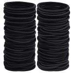 100PCS Black Elastic Hair Ties for Women