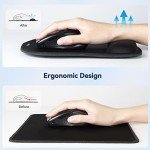 Mouse Pad with Wrist Support, TECKNET Ergonomic Gaming Mouse Pad Pain Relief, Portable Comfortable Mousepad for Computer, Laptop, Office, Home and Travel, Non-Slip Base, Waterproof Surface, Black