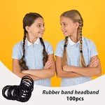 100PCS Black Elastic Hair Ties for Women