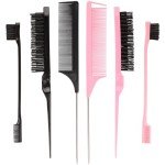 6 Pack Hair Styling Comb Set in Black & Pink