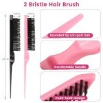 6 Pack Hair Styling Comb Set in Black & Pink