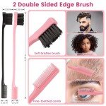 6 Pack Hair Styling Comb Set in Black & Pink