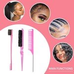 3-Piece Hair Styling Comb Set - Pink