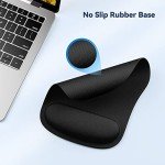 Mouse Pad with Wrist Support, TECKNET Ergonomic Gaming Mouse Pad Pain Relief, Portable Comfortable Mousepad for Computer, Laptop, Office, Home and Travel, Non-Slip Base, Waterproof Surface, Black