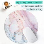 ITNRSIIET Marble Round Mouse Pad, Pink Marble Customized Premium-Textured Mouse Mat,Washable Mousepads with Cloth, Non-Slip Rubber Base Small Mousepad, 7.87×7.87×0.12 inches (Pink Marble)