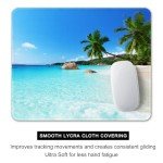 Auhoahsil Mouse Pad, Square Beach Style Anti-Slip Rubber Mousepad with Stitched Edges for Gaming Office Laptop Computer Men Women Kids, Cute Custom Pattern Mouse Mat, Beach and Coconut Trees Design