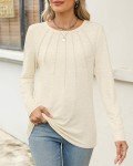 Trendy Apricot Long Sleeve Crew Neck Tee