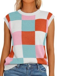 Cute Pink Sleeveless Knit Tank Top for Women