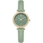 Elegant Women's Green Quartz Watch with Leather Strap