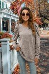 Cozy Khaki Long Sleeve Fall Sweatshirt for Women
