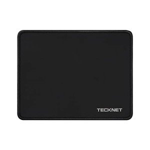 TECKNET Mouse Pad with Anti-fray Stitching, Waterproof Surface & Non-Slip Rubber Base with Stitched Edges Gaming Mouse Mat for Laptop，Compatible with Laser and Optical Mice - Black