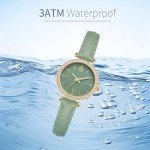 Elegant Women's Green Quartz Watch with Leather Strap