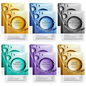 12 Pack Hydrating Sheet Face Masks for Skin