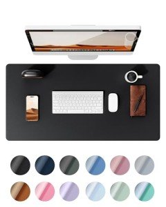 YSAGi Leather Desk Pad Protector, Office Desk Mat, Large Mouse Pad, Non-Slip PU Leather Desk Blotter, Laptop Desk Pad, Waterproof Desk Writing Pad for Office and Home (Black, 23.6" x 13.8")