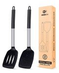 Set of 2 Non-Stick Silicone Spatulas (Black)