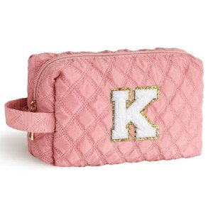 Pink Monogram Makeup Bag for Girls and Women