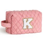 Pink Monogram Makeup Bag for Girls and Women