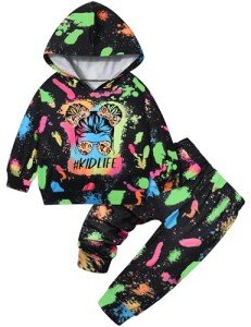Cute Toddler Girl Tie Dye Sweatsuit Set