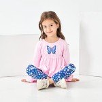 Girls' Ruffle Hem Top & Floral Pants Set