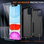 SPIDERCASE Shockproof for iPhone 11 Case,[10 FT Military Grade Drop Protection],with 2 pcs[Tempered Glass Screen Protector+Camera Lens Protector] Heavy Duty Full-body Protective Phone Case, Black