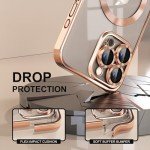 Misea Magnetic for iPhone 15 Pro Max Case with MagSafe [Never Yellowing] [Military Grade Drop Protection] Full Camera Lens Protector Plating Soft Clear Phone Case for Women Girls, Gold
