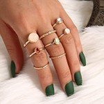 8pc Silver Star & Moon Knuckle Ring Set