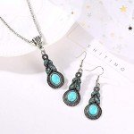 Boho Green Earrings and Necklace Set for Women