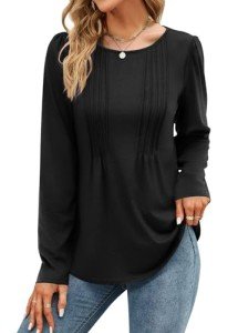 Chic Women's Long Sleeve Black Blouse - XL