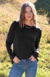 Chic Women's Long Sleeve Black Blouse - XL