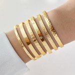Gold Bangle Bracelet Set for Women (6pcs)