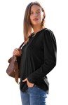 Chic Women's Long Sleeve Black Blouse - XL