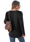 Chic Women's Long Sleeve Black Blouse - XL