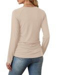 Women's Long Sleeve Crewneck T-Shirts - Apricot