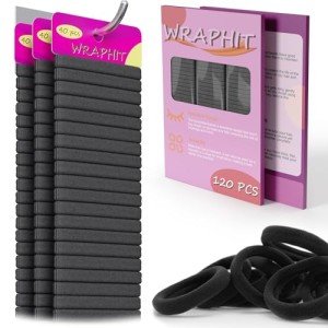 120pc Black Elastic Hair Ties for All Hair Types