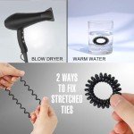 8 Pack Black Spiral No-Crease Hair Ties