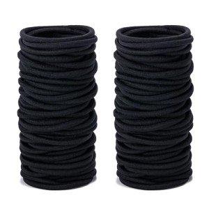 100 Pack Black Hair Ties for Thick Hair