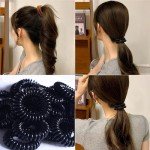 8 Pack Black Spiral No-Crease Hair Ties