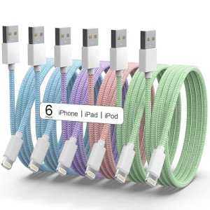 6Pack [MFi Certified] for iPhone Charger 3/3/6/6/6/9 FT Long Lightning Cable Fast USB Charging High Speed Data Cord Compatible iPhone 14 13 12 11 Pro Max XR XS X 8 7 6 Plus SE - Pastel Cute Colors