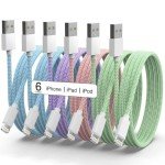 6Pack [MFi Certified] for iPhone Charger 3/3/6/6/6/9 FT Long Lightning Cable Fast USB Charging High Speed Data Cord Compatible iPhone 14 13 12 11 Pro Max XR XS X 8 7 6 Plus SE - Pastel Cute Colors