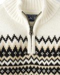 Toddler Quarter Zip Sweater in Black Fairisle