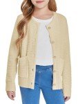 Girls' Button Down Cardigan Sweater in Apricot