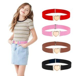 4 Pack Heart-Shaped Adjustable Girls' Waist Belts