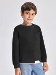 Boys Fleece Lined Crewneck Sweatshirt in Black