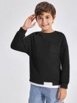 Boys Fleece Lined Crewneck Sweatshirt in Black