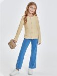 Girls' Button Down Cardigan Sweater in Apricot