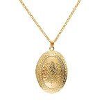 Vintage Flower Engraved Photo Locket Necklace