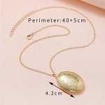 Vintage Flower Engraved Photo Locket Necklace