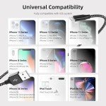 iPhone Charger Cord 3 Pack 10 FT Apple MFi Certified Lightning Cable Nylon Braided iPhone Charger Fast Charging Cable Compatible with iPhone 14 13 12 11 Pro Max XR XS X 8 7 6 Plus SE iPad and More
