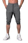 FIRSTGYM Mens Workout 3/4 Jogger Pants Tapered Fit Sweatpants Casual Joggers Dark Gray