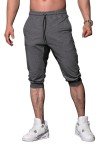 FIRSTGYM Mens Workout 3/4 Jogger Pants Tapered Fit Sweatpants Casual Joggers Dark Gray